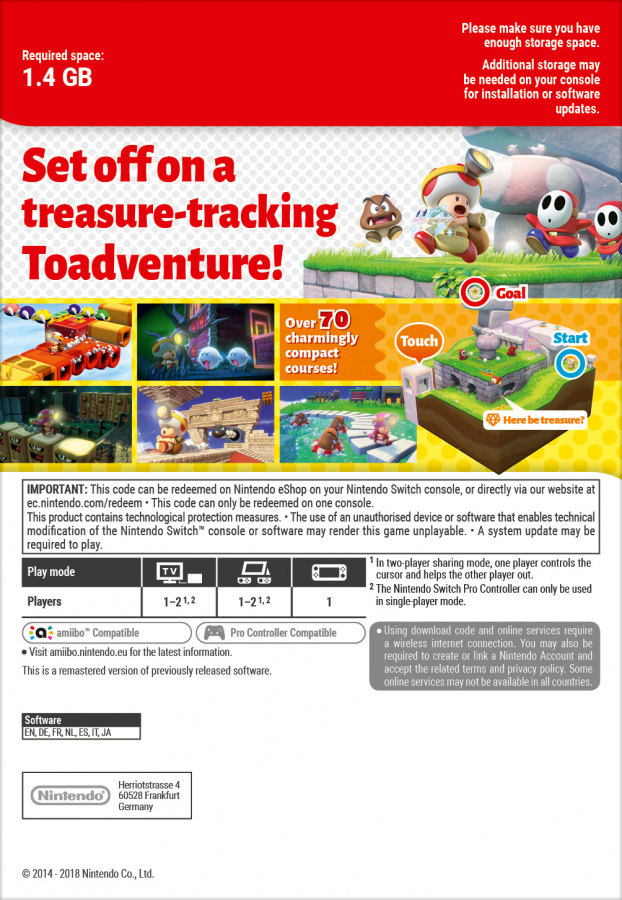 Captain Toad: Treasure Tracker Switch ( Uk - EU)